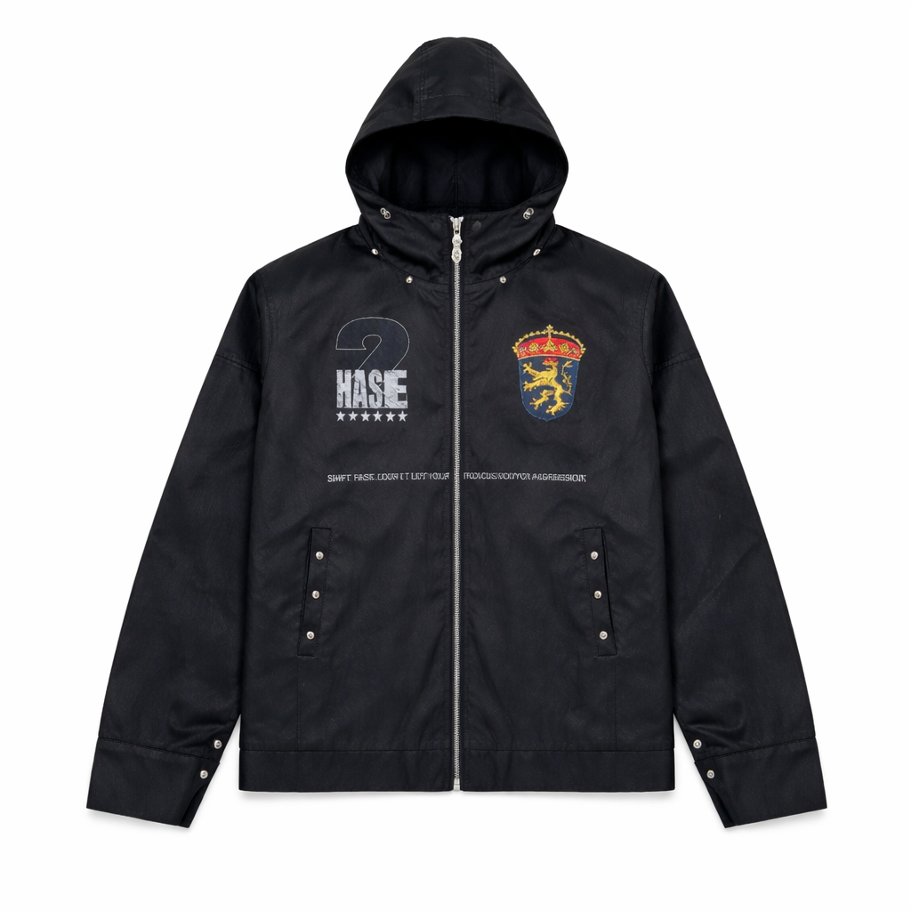 Zip Hoodie waxed Lion Emblem - DETW