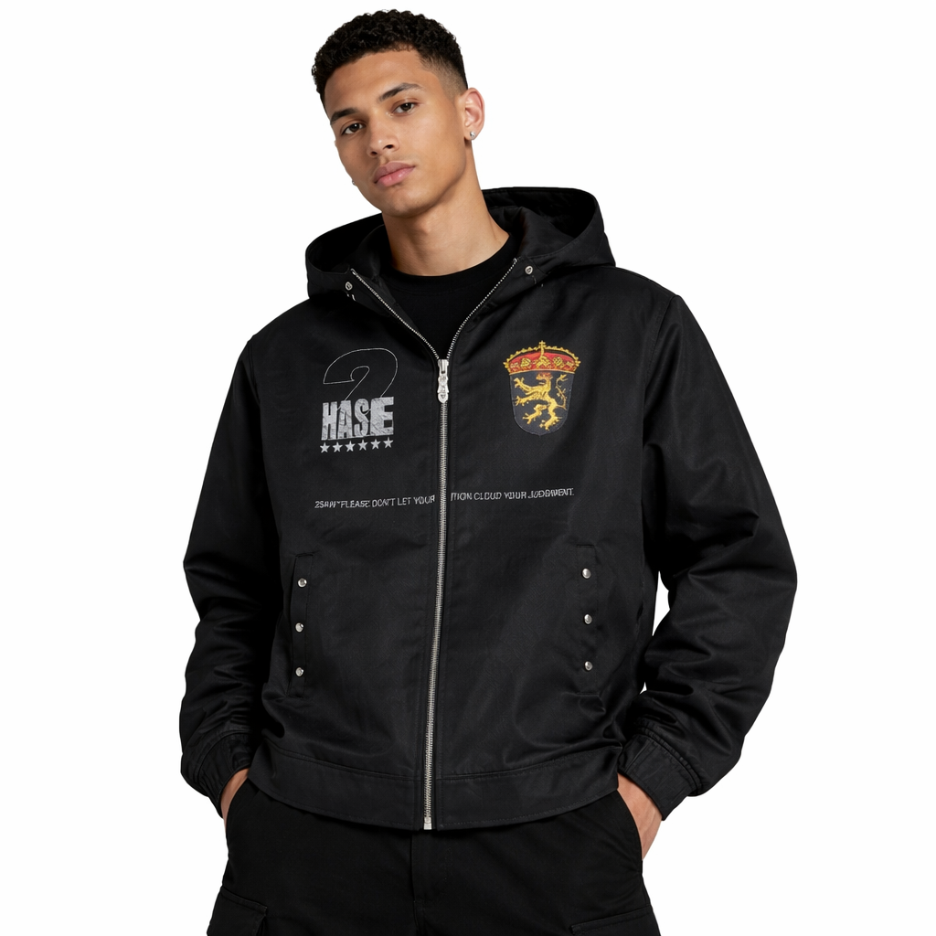 Zip Hoodie waxed Lion Emblem - DETW