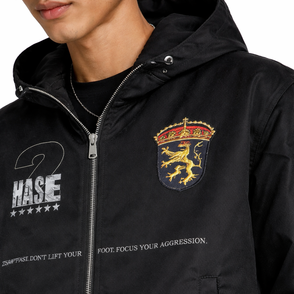 Zip Hoodie waxed Lion Emblem - DETW