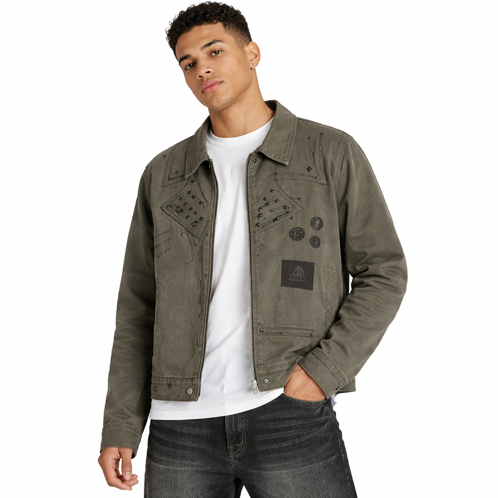 Jacket studded Graffiti Canvas - NO E MOSEN