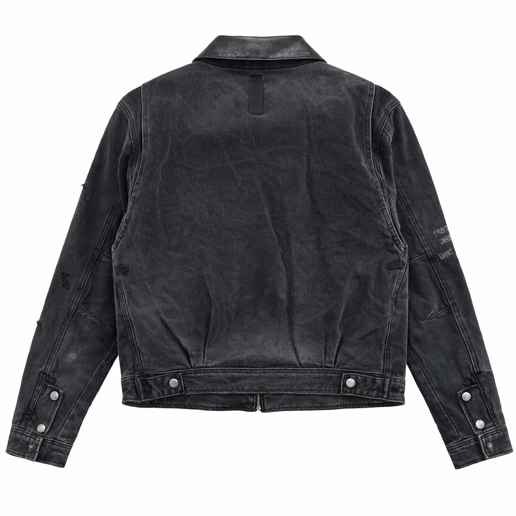 Leather Collar detroit Jacket - WANNALAB