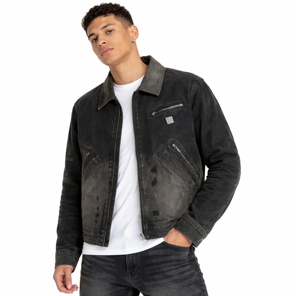 Leather Collar detroit Jacket - WANNALAB