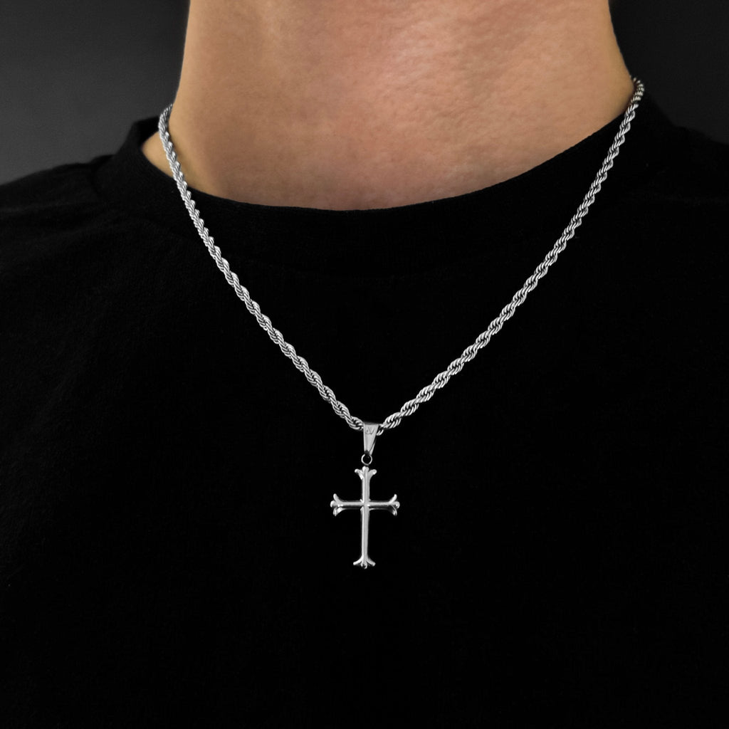 Cross Rope Kette - Silber (3mm) - Ketten mit Anhänger - 50cm / 20'' - JVillion®