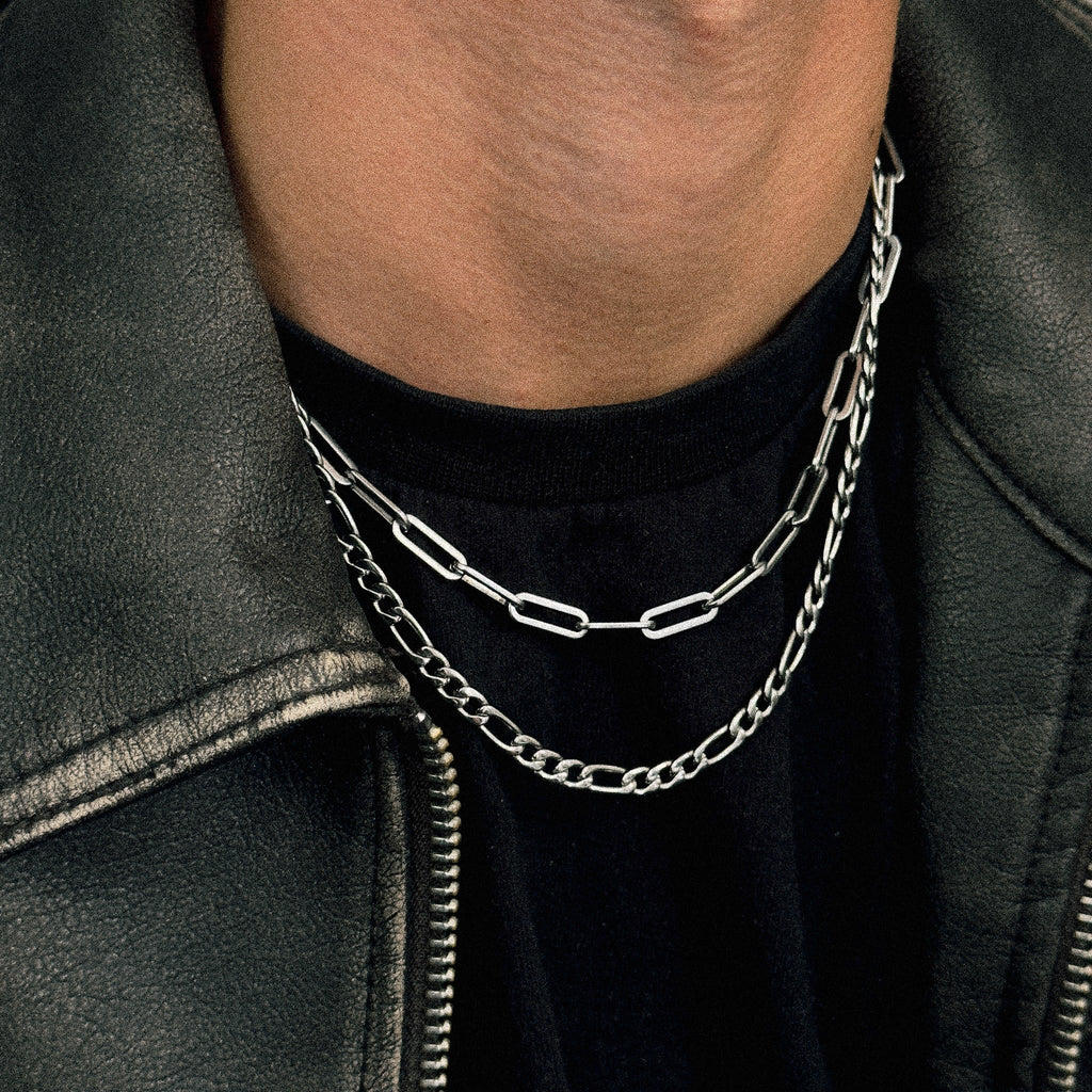 Stainless Steel Figaro Kette 5mm Closeup for Men’s Jewelry