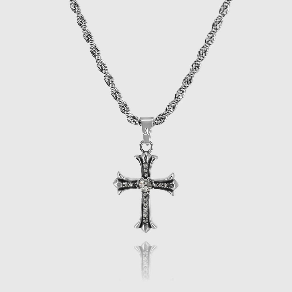 Shiny Cross Rope Kette - Silber (3mm) - Ketten mit Anhänger - 50cm / 20'' - JVillion®